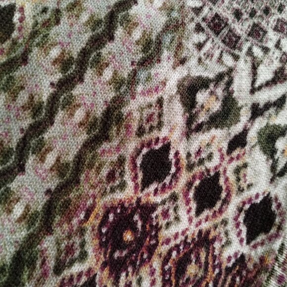 CHICO's Cream/Multi-Color Long Sleeve Open Front CARDIGAN Sweater Sz 1 - Picture 3 of 6